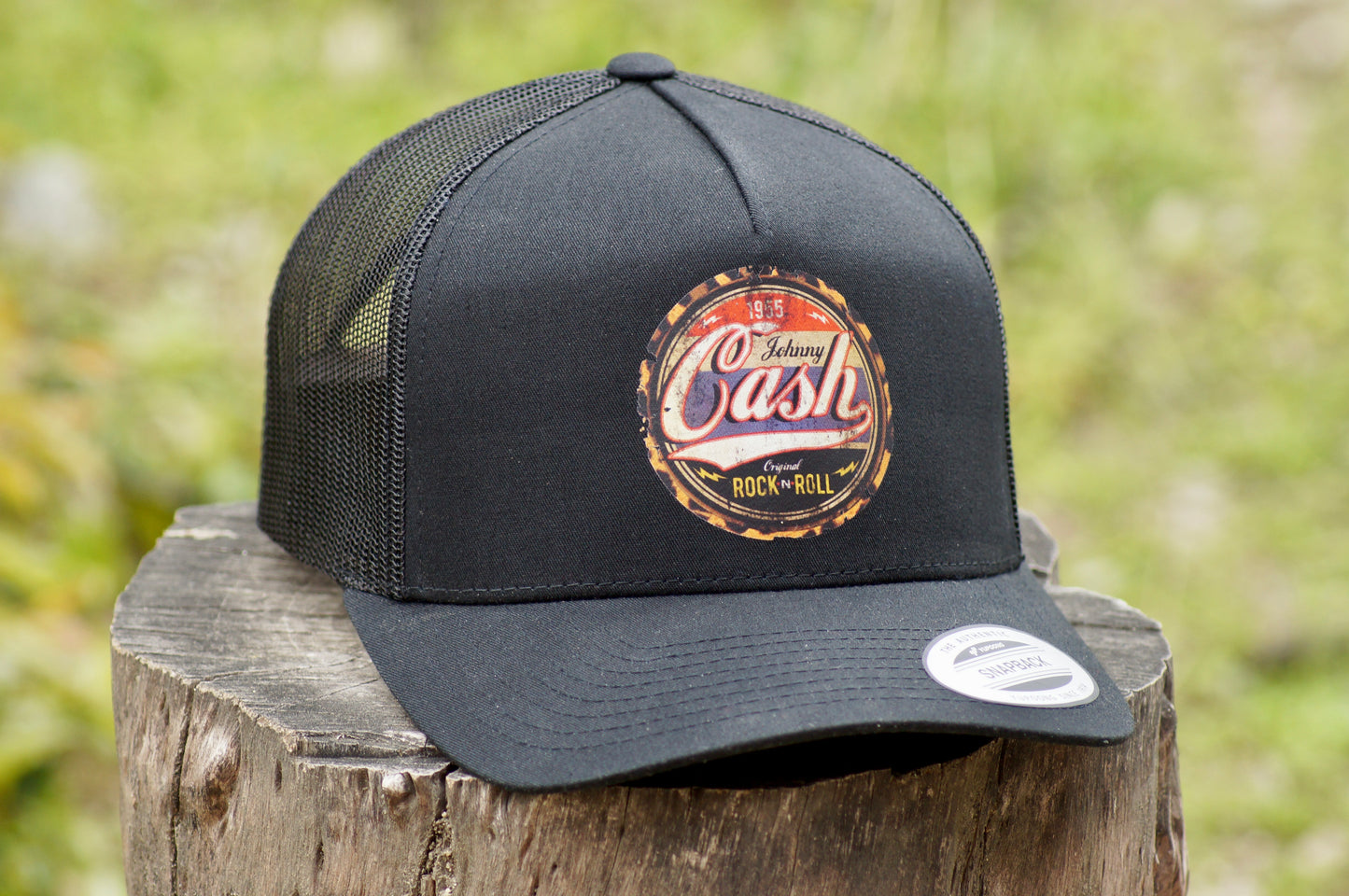 Johnny Cash Trucker Baseball Hat Adjustable Mesh Black