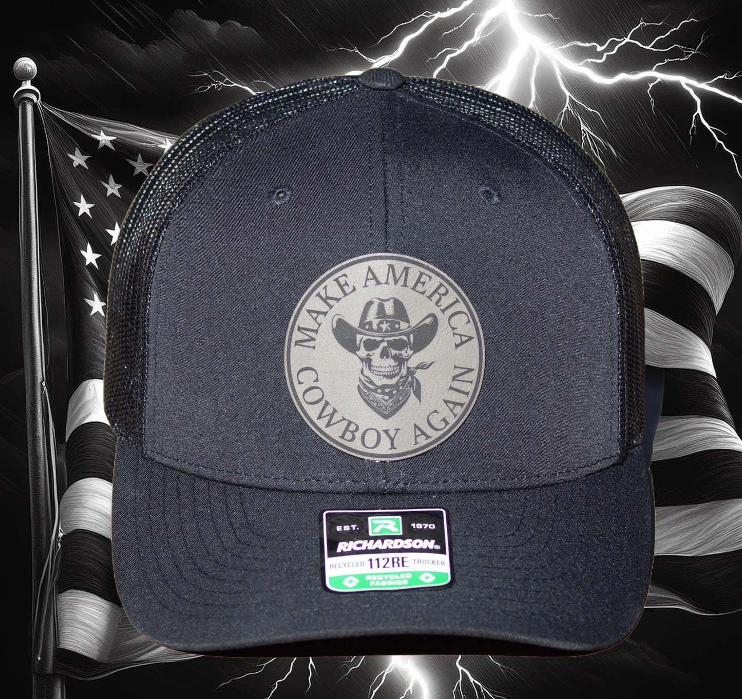 Richardson 112 Baseball Trucker Hat Mesh Snapback Make America Cowboy Again