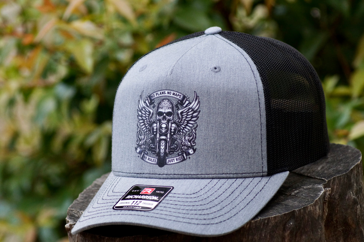 Harley Davidson Custom Theme Vintage Hat Richardson 112 Adjustable Gray 