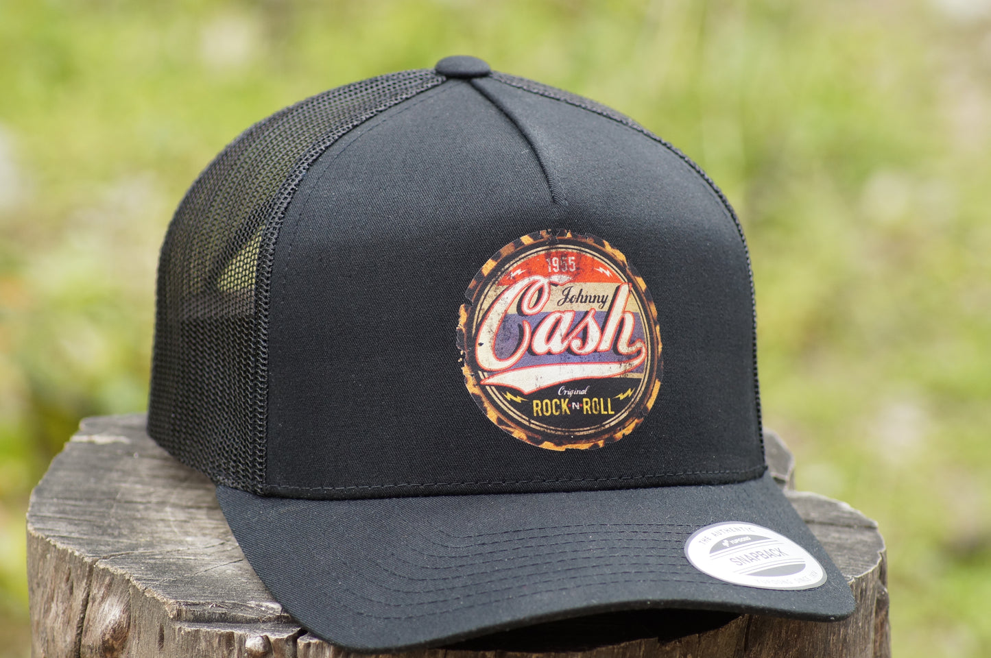 Johnny Cash Trucker Baseball Hat Adjustable Mesh Black
