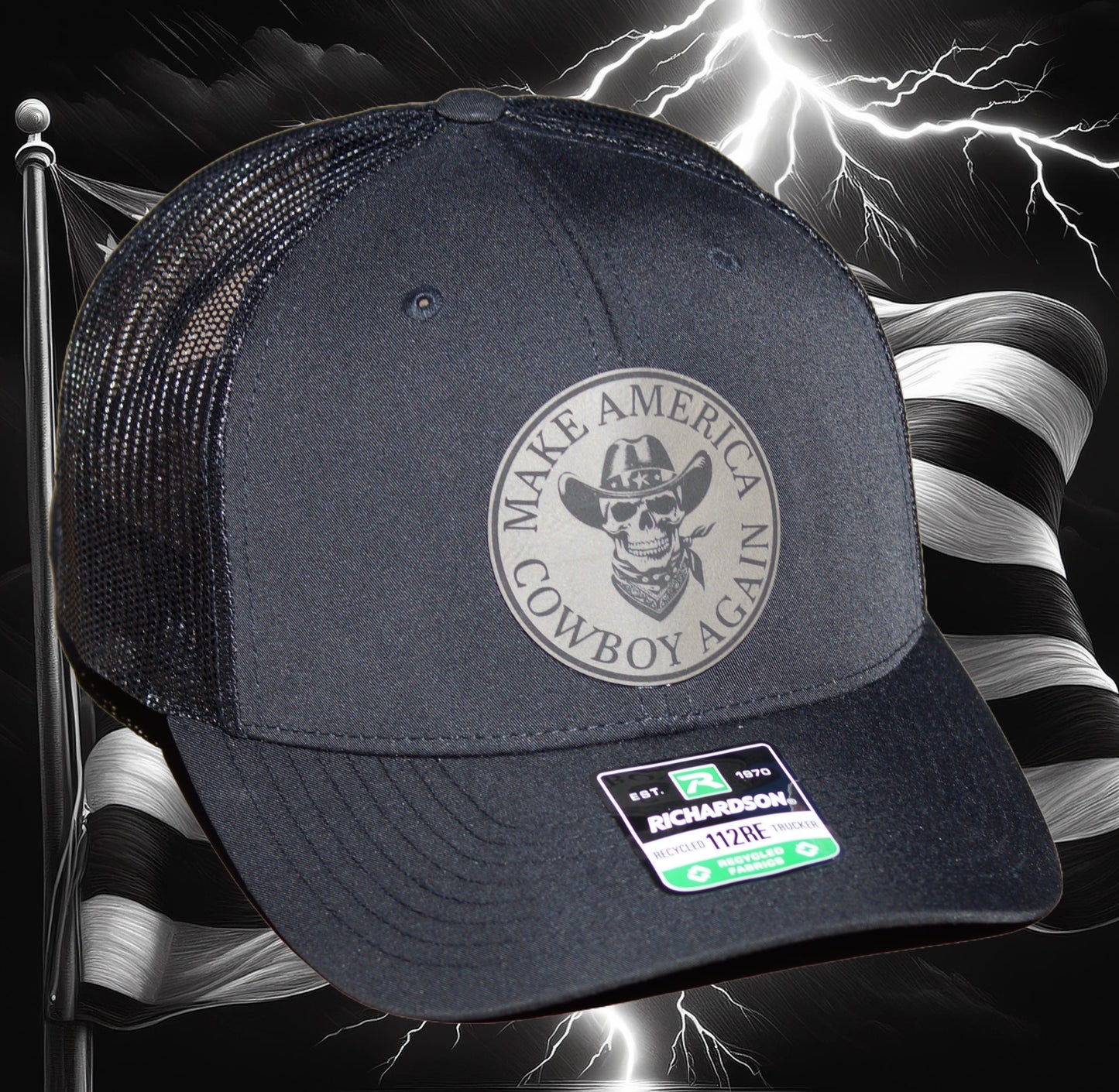 Richardson 112 Baseball Trucker Hat Mesh Snapback Make America Cowboy Again