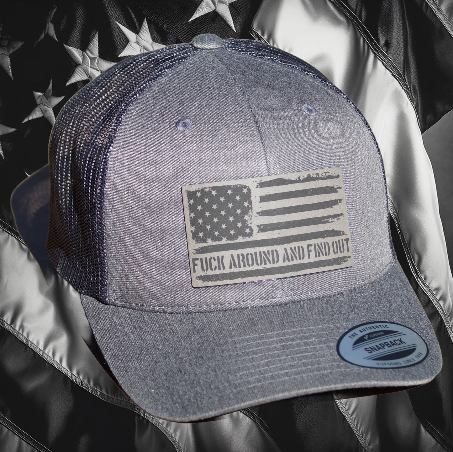 American Flag Patriot Hat ￼Yupoong Classics Mesh SnapBack Baseball Trucker FAFO