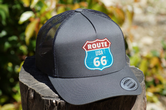 Route 66 Baseball Trucker Hat Adjustable Snap Back Mesh