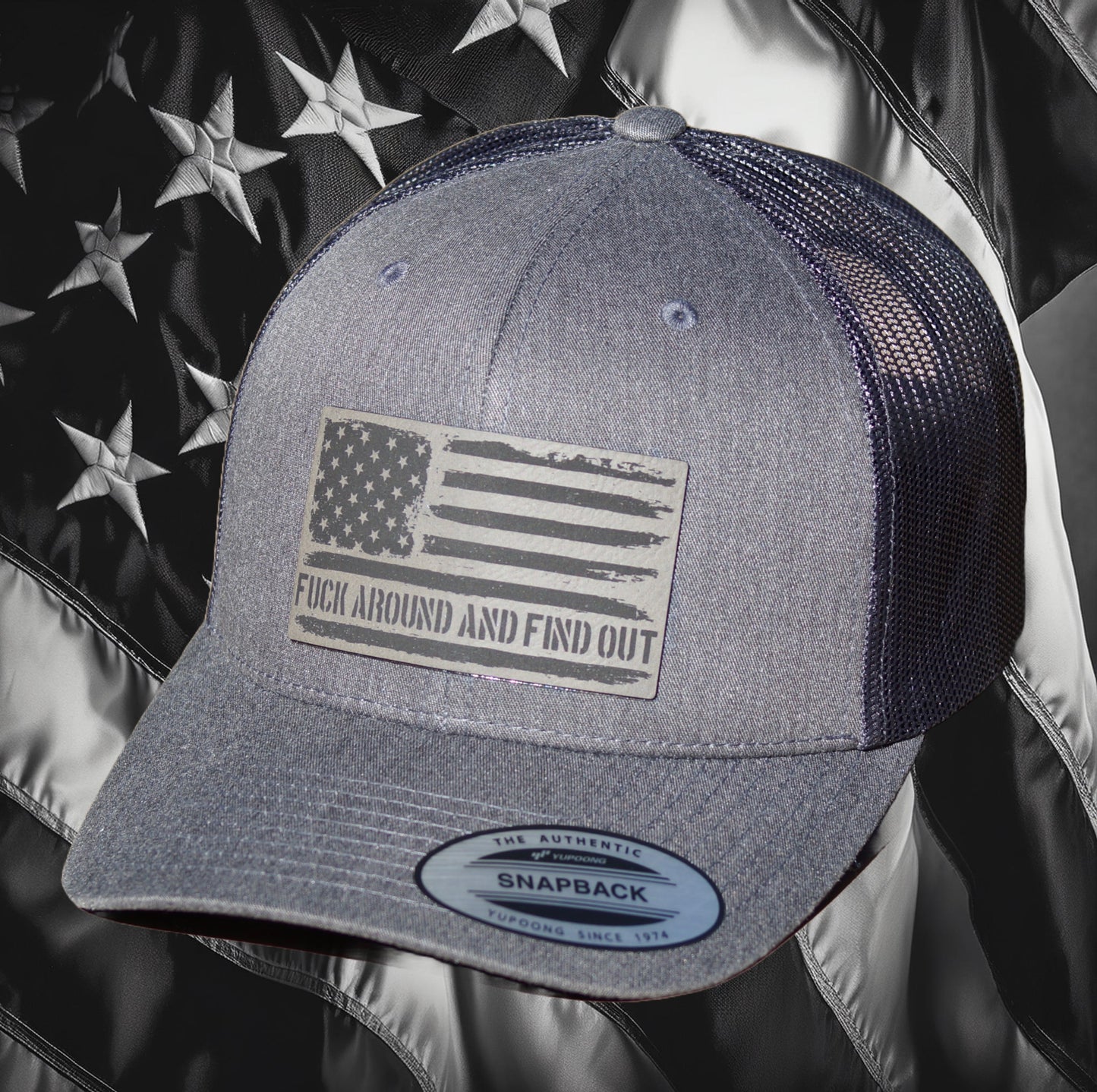 American Flag Patriot Hat ￼Yupoong Classics Mesh SnapBack Baseball Trucker FAFO