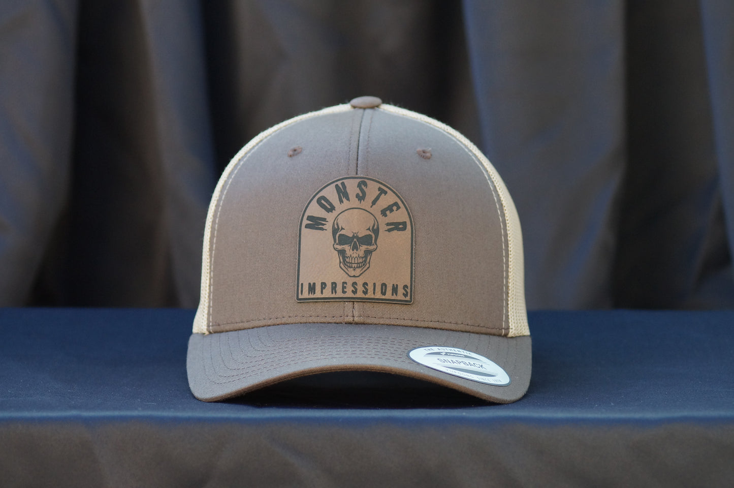 Monster Impressions Skull Tombstone Brown Trucker Hat YP Classics